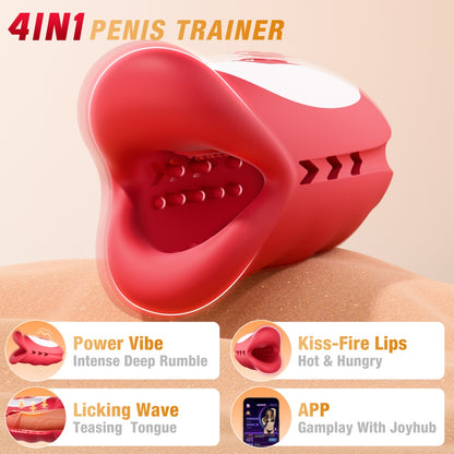 Fantasy Lips 4-in-1 Vibrating Blowjob Masturbator - App-Controlled Sucking Dick Stroker