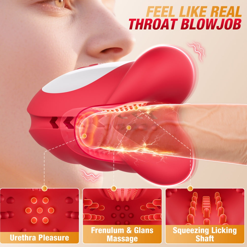 Fantasy Lips 4-in-1 Vibrating Blowjob Masturbator - App-Controlled Sucking Dick Stroker