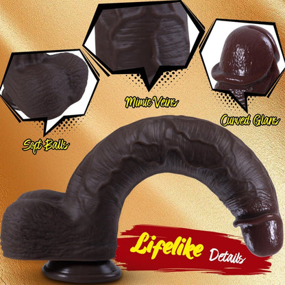 Lifelike Huge Black Dildo with Suction Cup – Thick Silicone Girth for Ultimate Expansion & Vaginal Stimulation