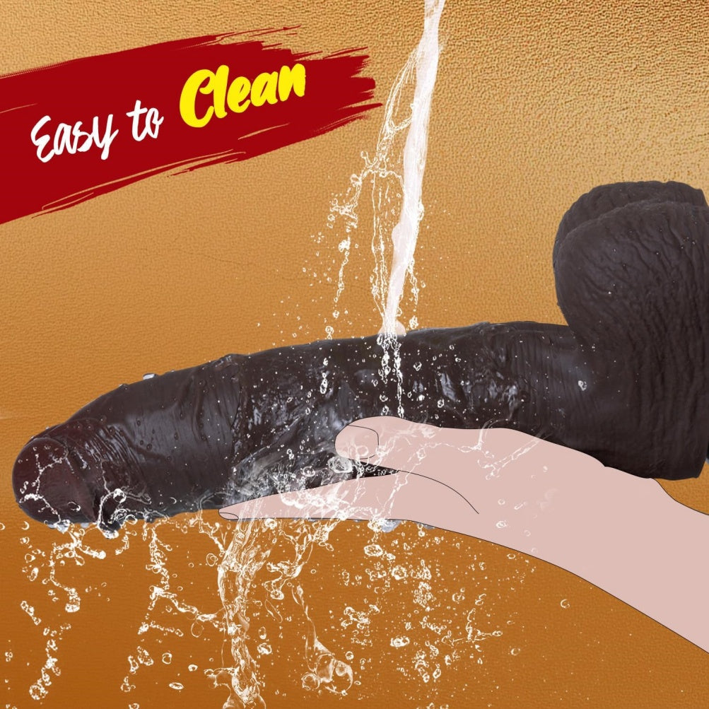 Lifelike Huge Black Dildo with Suction Cup – Thick Silicone Girth for Ultimate Expansion & Vaginal Stimulation