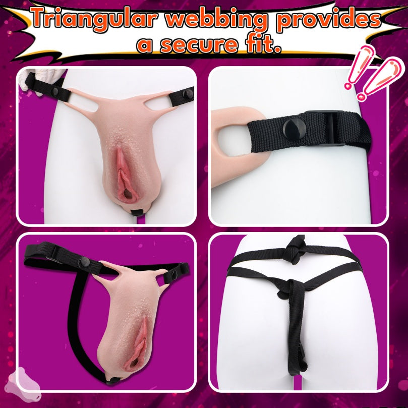 Silikon Fake Pussy Hose — Tragbarer realistischer Vagina Strap-On für Femboys & Crossdresser