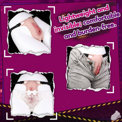 Silikon Fake Pussy Hose — Tragbarer realistischer Vagina Strap-On für Femboys & Crossdresser