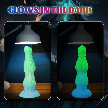 Glow-in-the-Dark Knot Dildo – Platinum Silicone Anal Beads Fantasy Fetish Toy | Domlust