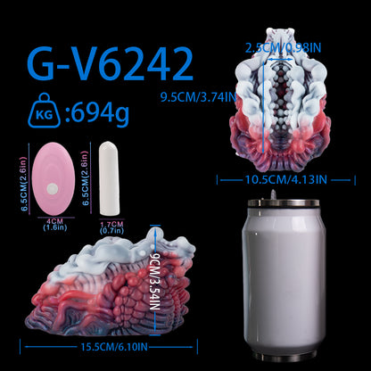 Fantasy Alien Pussy Grinder Sex Toy – Platinum Silicone Vibrating Male Masturbator