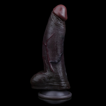 7.2" Realistic Dual-Layer Silicone Suction Cup Dildo - "Black Duke" Experience for Authentic Pleasure