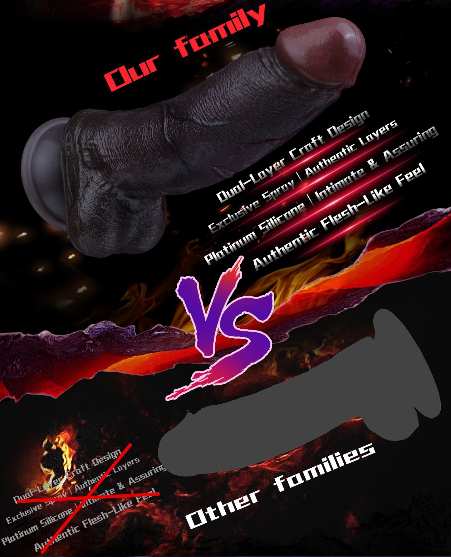 7.2" Realistic Dual-Layer Silicone Suction Cup Dildo - "Black Duke" Experience for Authentic Pleasure