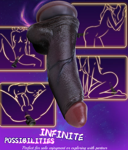 7.2" Realistic Dual-Layer Silicone Suction Cup Dildo - "Black Duke" Experience for Authentic Pleasure