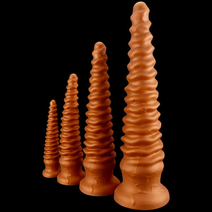 Gode anal Fantasy Spiral Butt Plug, perles anales – Jouets sexuels insérables en silicone doré pour masturbation féminine