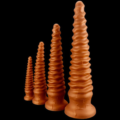 Gode anal Fantasy Spiral Butt Plug, perles anales – Jouets sexuels insérables en silicone doré pour masturbation féminine
