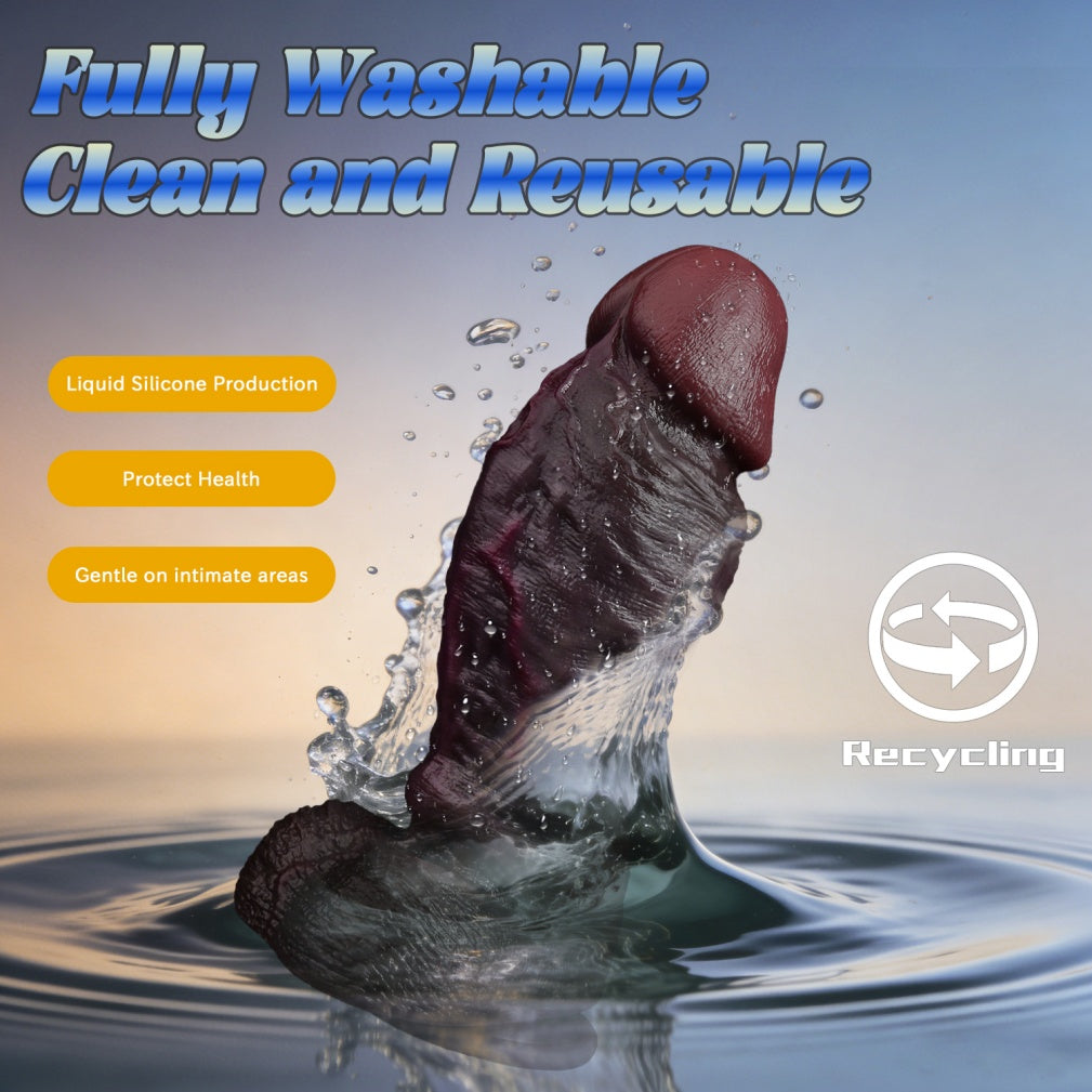 Realistic Dual-Layer Black Dildo-G-Spot Expanding Thick Shaft with Movable Foreskin & Strong Suction Cup