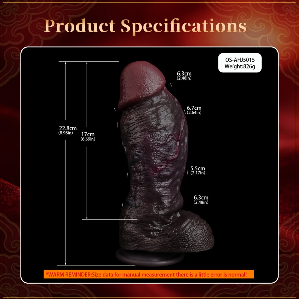 Realistic Dual-Layer Black Dildo-G-Spot Expanding Thick Shaft with Movable Foreskin & Strong Suction Cup