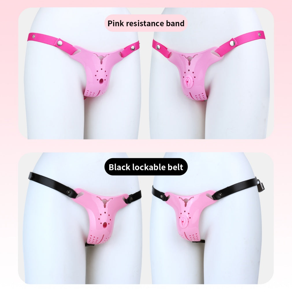 Leather Strapon Fantasy Pussy Pants – Realistic Vagina Simulation for Gender-Play & Feminization Toys
