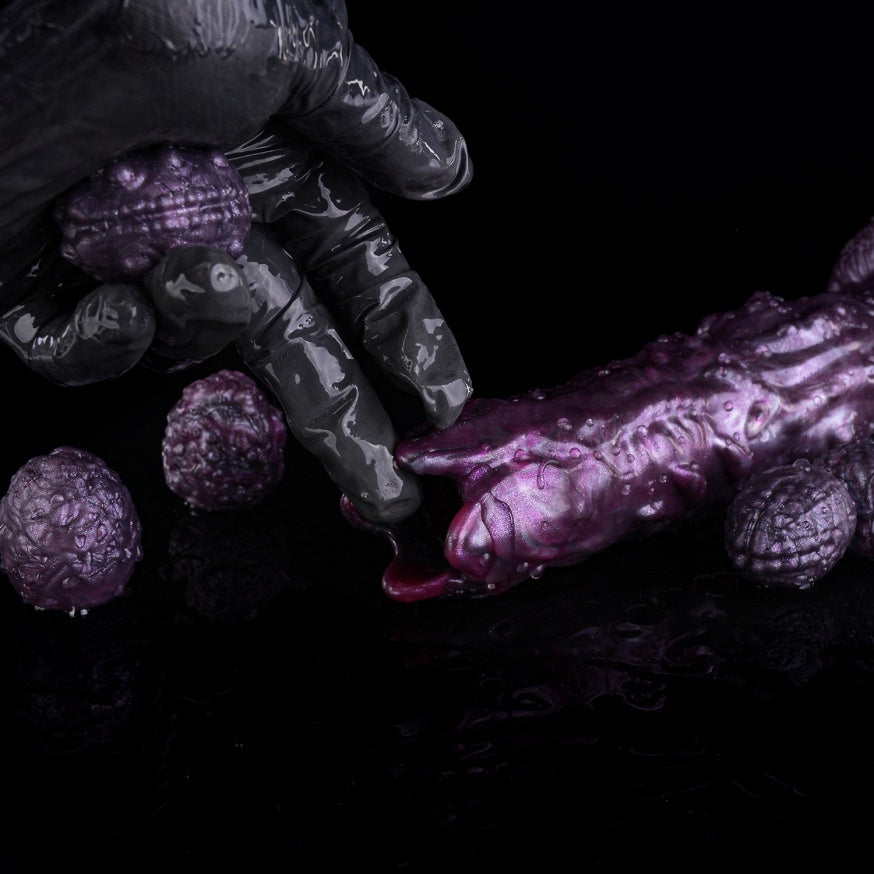 Fantasy-Ovipositor-Dildo mit Eiern – Ungeheuerlicher Geschöpf-Dildo | Platin-Silikon