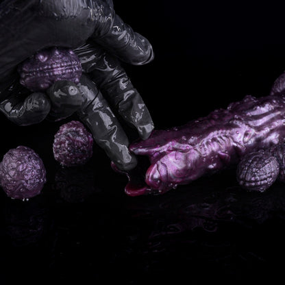 Fantasy-Ovipositor-Dildo mit Eiern – Ungeheuerlicher Geschöpf-Dildo | Platin-Silikon