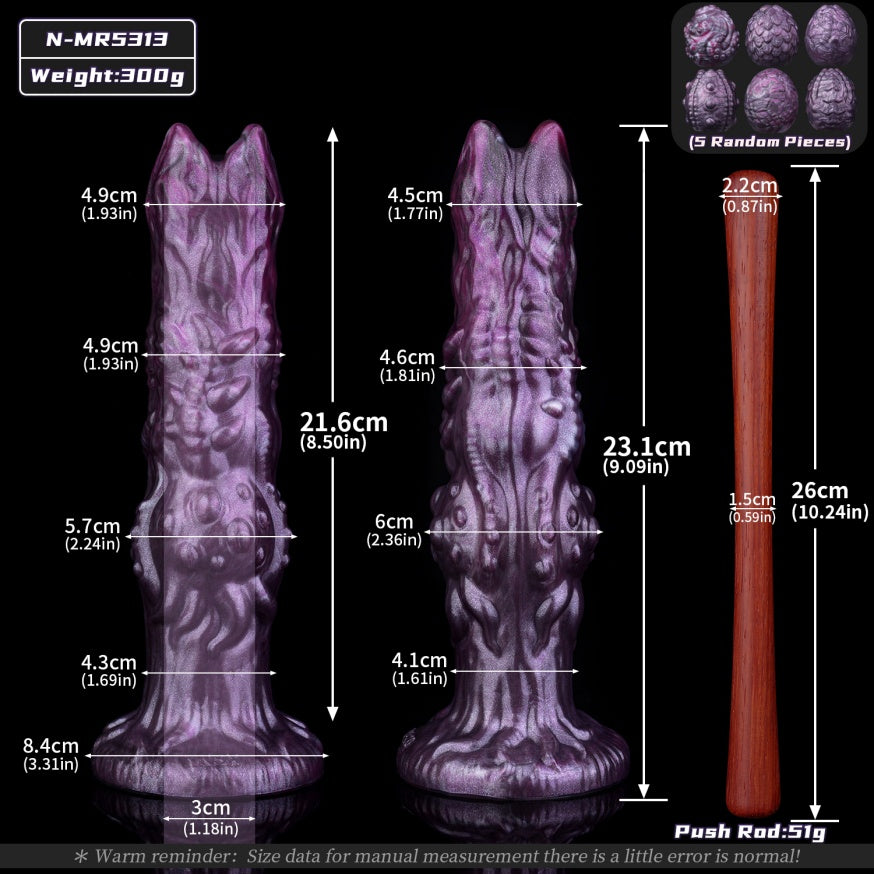 Fantasy-Ovipositor-Dildo mit Eiern – Ungeheuerlicher Geschöpf-Dildo | Platin-Silikon