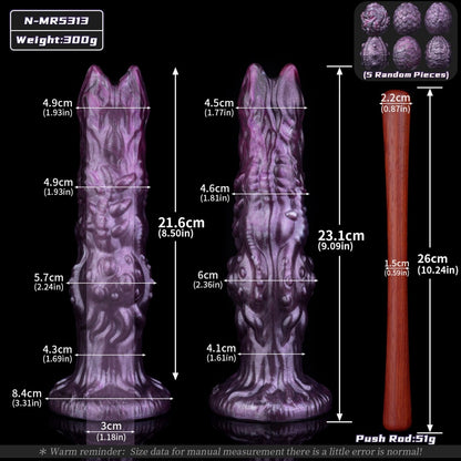 Fantasy-Ovipositor-Dildo mit Eiern – Ungeheuerlicher Geschöpf-Dildo | Platin-Silikon