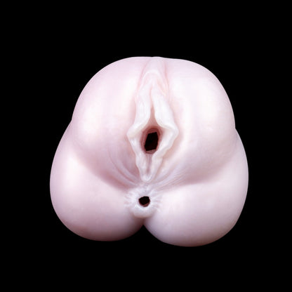 Realistic Dual-Channel Pocket Pussy-Pink & White Silicone Male Masturbator