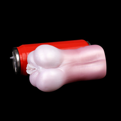 Realistic Dual-Channel Pocket Pussy-Pink & White Silicone Male Masturbator
