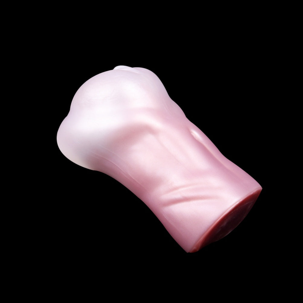 Realistic Dual-Channel Pocket Pussy-Pink & White Silicone Male Masturbator