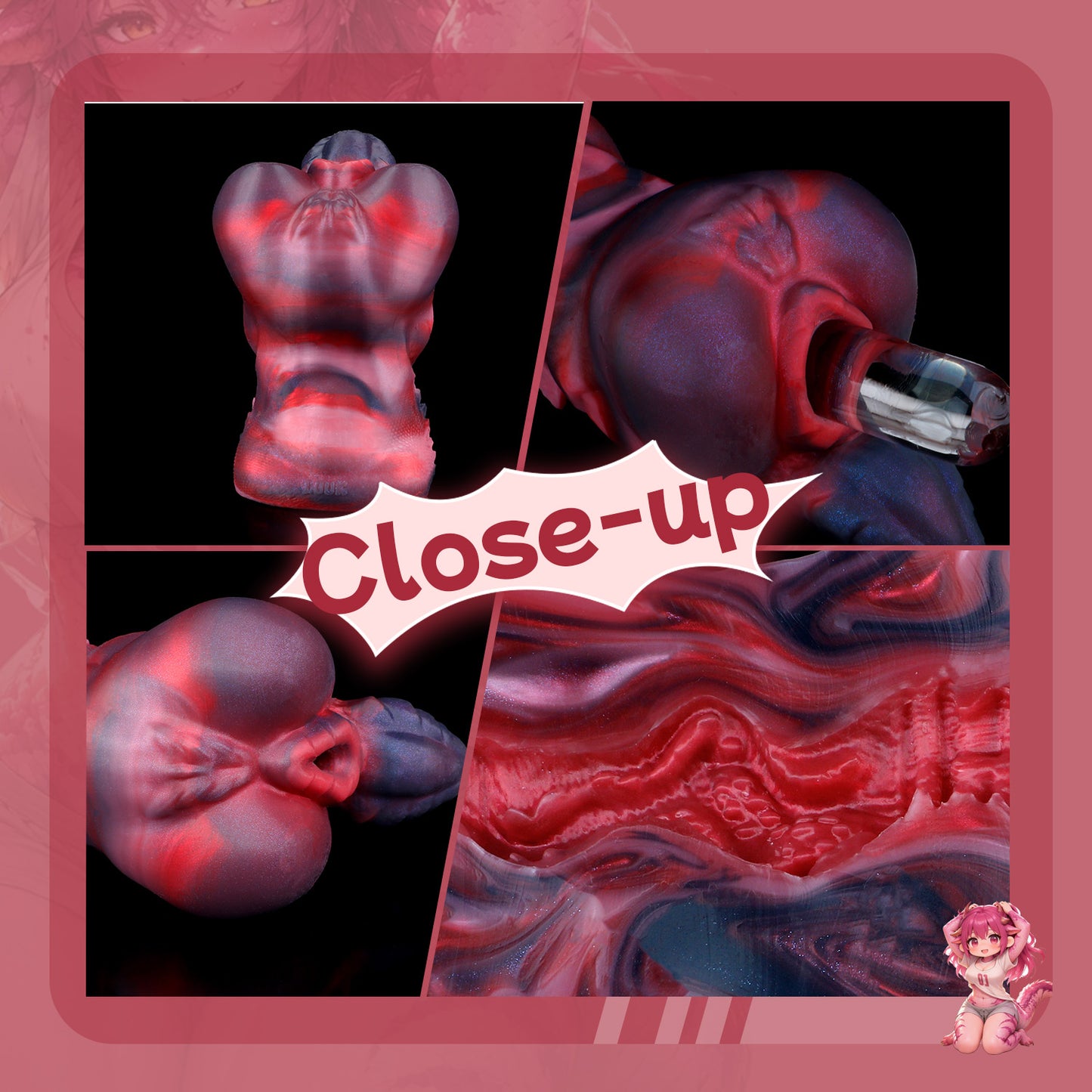 Scharlachrot-geschuppter T-Rex Drachen-Pocket Pussy – Fantasy-Bestien-Sexpuppe für männliche Sexspielzeuge