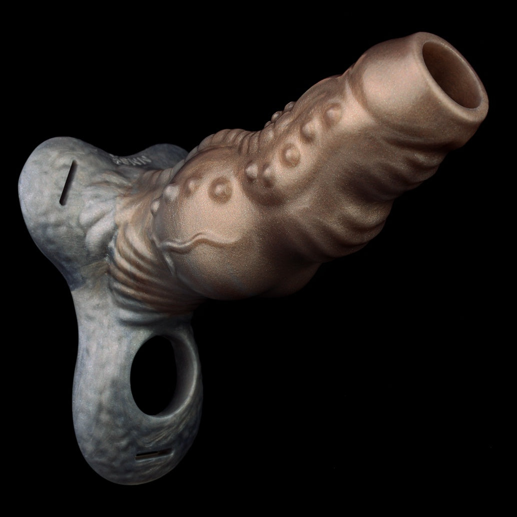 Fantasy Silicone Penis Extender & Cock Sleeve – Endurance Training Stroker with Testicle Lock Ring