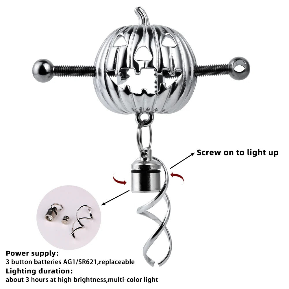 Pumpkin Lantern Nipple Clamps - Stainless Steel Fantasy Restraint Decorative Christmas Gift