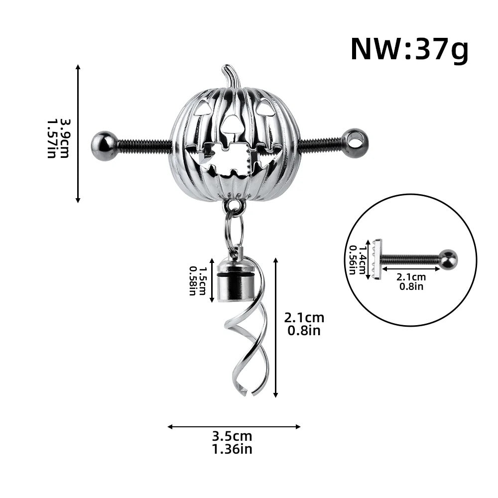 Pumpkin Lantern Nipple Clamps - Stainless Steel Fantasy Restraint Decorative Christmas Gift