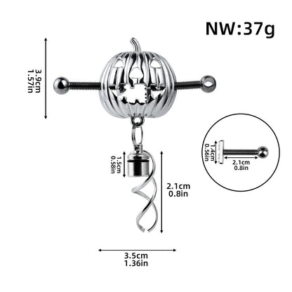 Pumpkin Lantern Nipple Clamps - Stainless Steel Fantasy Restraint Decorative Christmas Gift