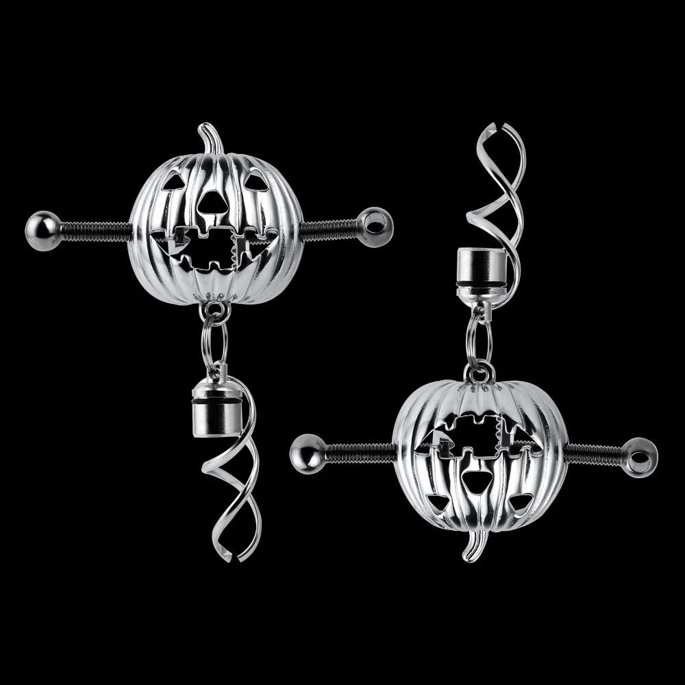 Pumpkin Lantern Nipple Clamps - Stainless Steel Fantasy Restraint Decorative Christmas Gift