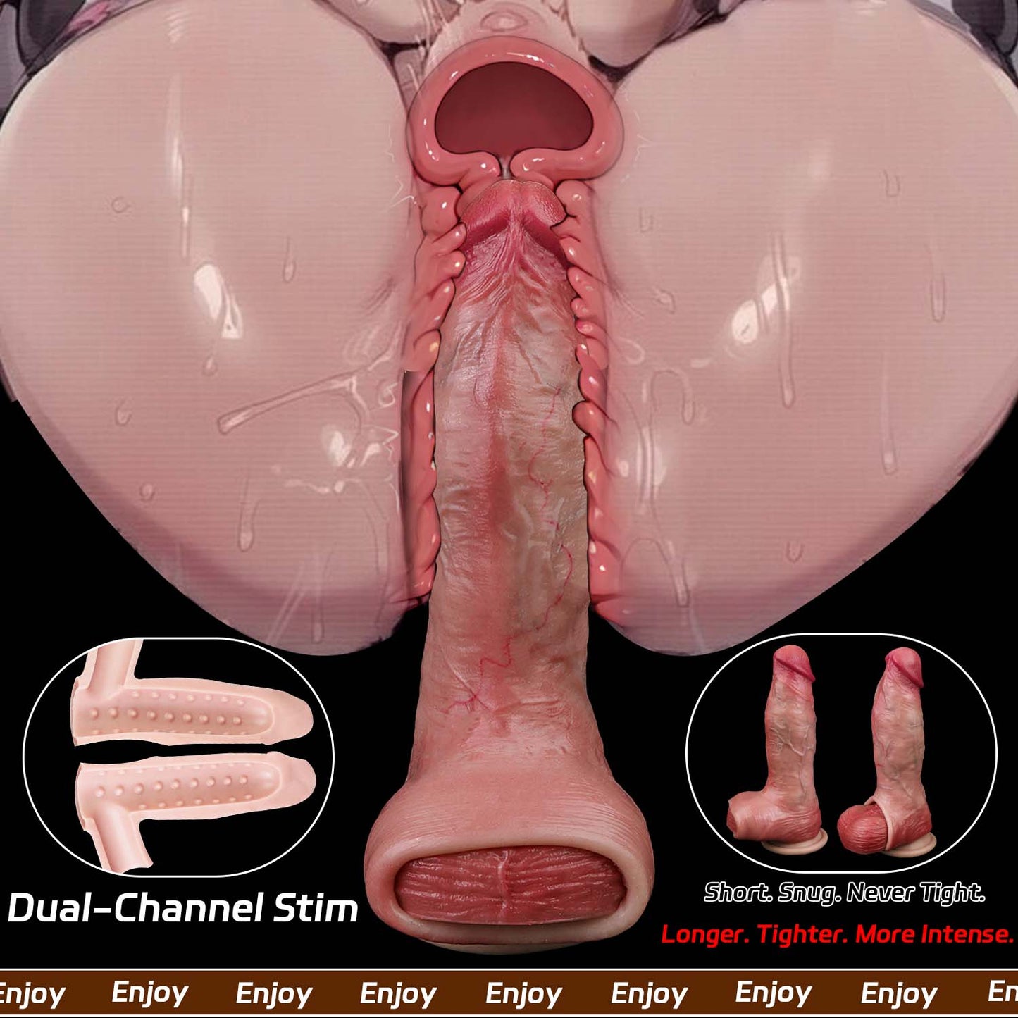 Muscle-Flex Realistic Silicone Cock Sleeve — Dual-Channel Stimulation & Testicle Lock Ring for Men Who Want to Last Longer