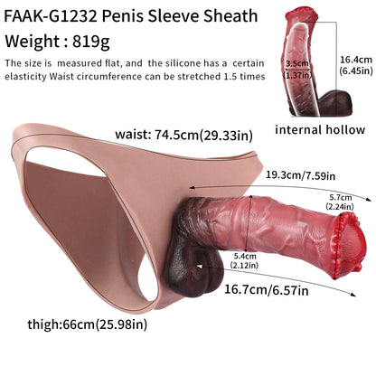 Domlust Horse Cock Sleeve Panty | Platinum Silicone Penis Sleeve Underwear for ED