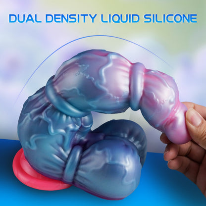 Monster Fantasy Giant Dildo with Suction Cup-Dual-Ringed Silicone Pleasure for Orgasmic Massage