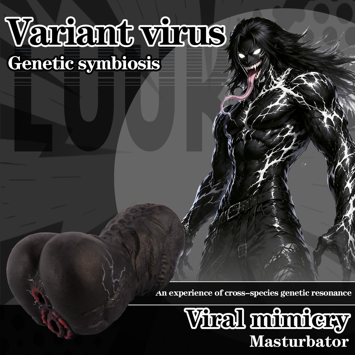 Alien Torso Fantasy Pocket Pussy – Venom Symbiote Dual-Channel Silicone Masturbator for Male Sex Toys