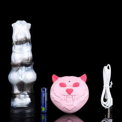 Wild Stallion Fantasy Vibrating Cock Sleeve – Platinum Silicone Penis Extender with Remote | Domlust