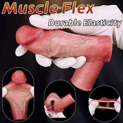 Realistic Platinum Silicone Cock Sleeve with Locking Ring — Bigger, Thicker & Longer for Couples
