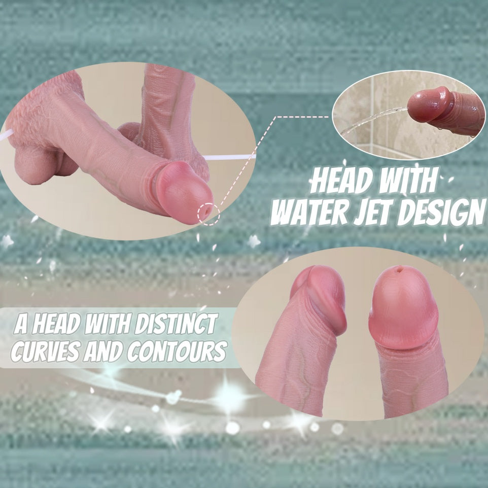 Ultrarealistischer Squirting-Dildo | Dual-Density Platin-Silikon Strapon für Frauen & Paare