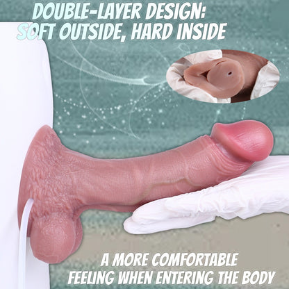 Ultrarealistischer Squirting-Dildo | Dual-Density Platin-Silikon Strapon für Frauen & Paare
