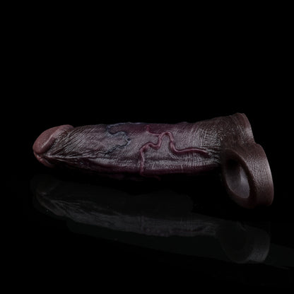 Obsidian King BBC Cock Sleeve | Vibrating Penis Extender with Remote | Platinum Silicone | Domlust