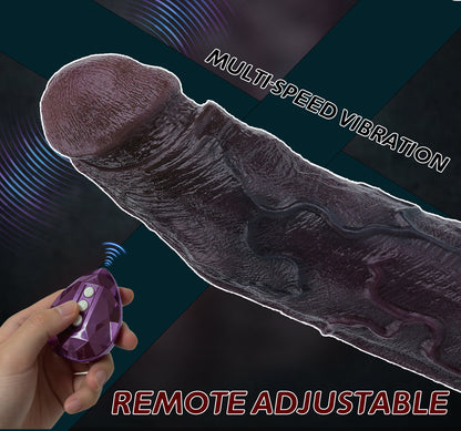 Obsidian King BBC Cock Sleeve | Vibrating Penis Extender with Remote | Platinum Silicone | Domlust