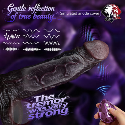 Obsidian King BBC Cock Sleeve | Vibrating Penis Extender with Remote | Platinum Silicone | Domlust