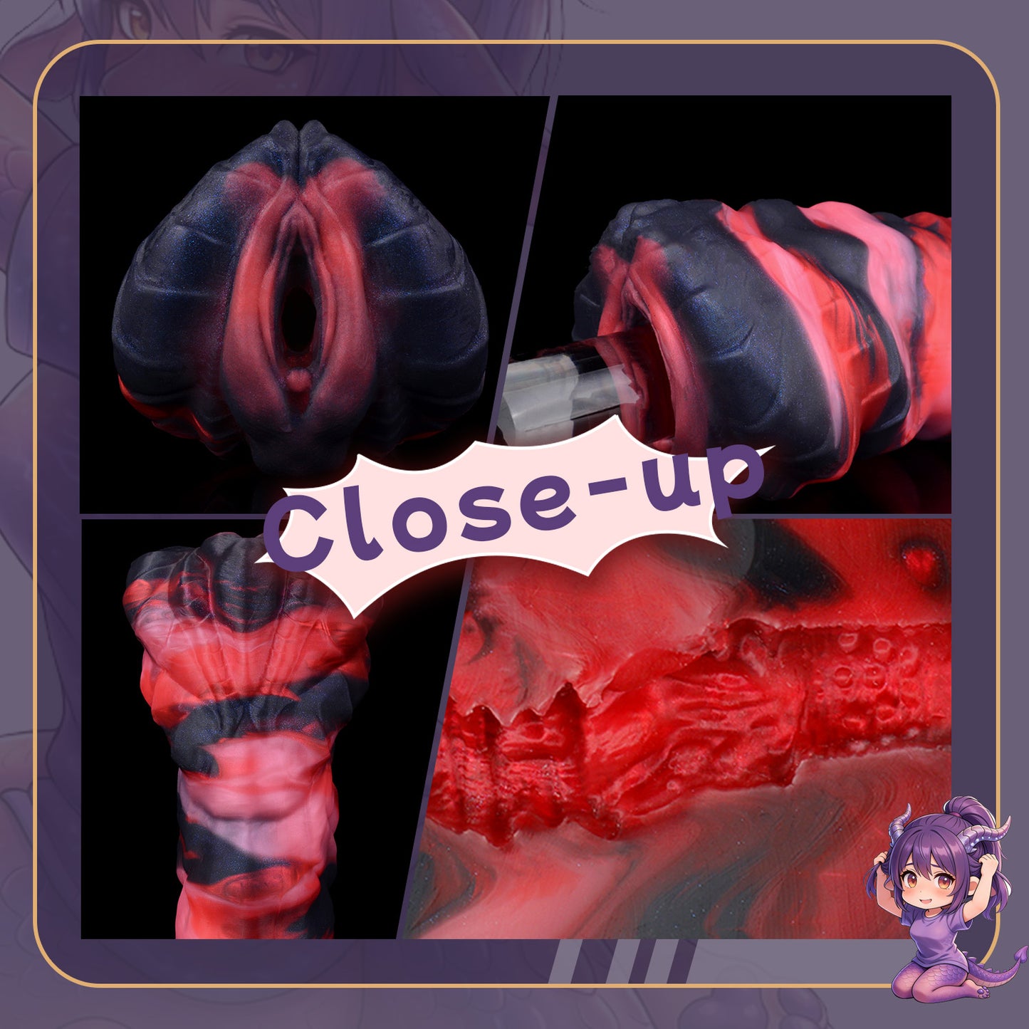 Massage Penis Fantasy Platinum Silicone Alien Pussy – Amethyst Dragon's Spine Handheld Male Masturbation Toy