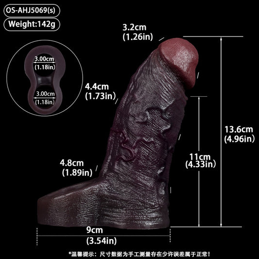Realistic Black Silicone Penis Sleeve-Cock Extender & Erection Enhancer Sex Toy for Men