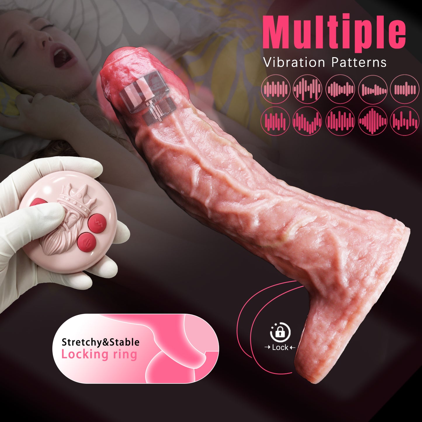 Vibrating Platinum Silicone Cock Sleeve with Remote Control — Realistic Penis Extender for Couples