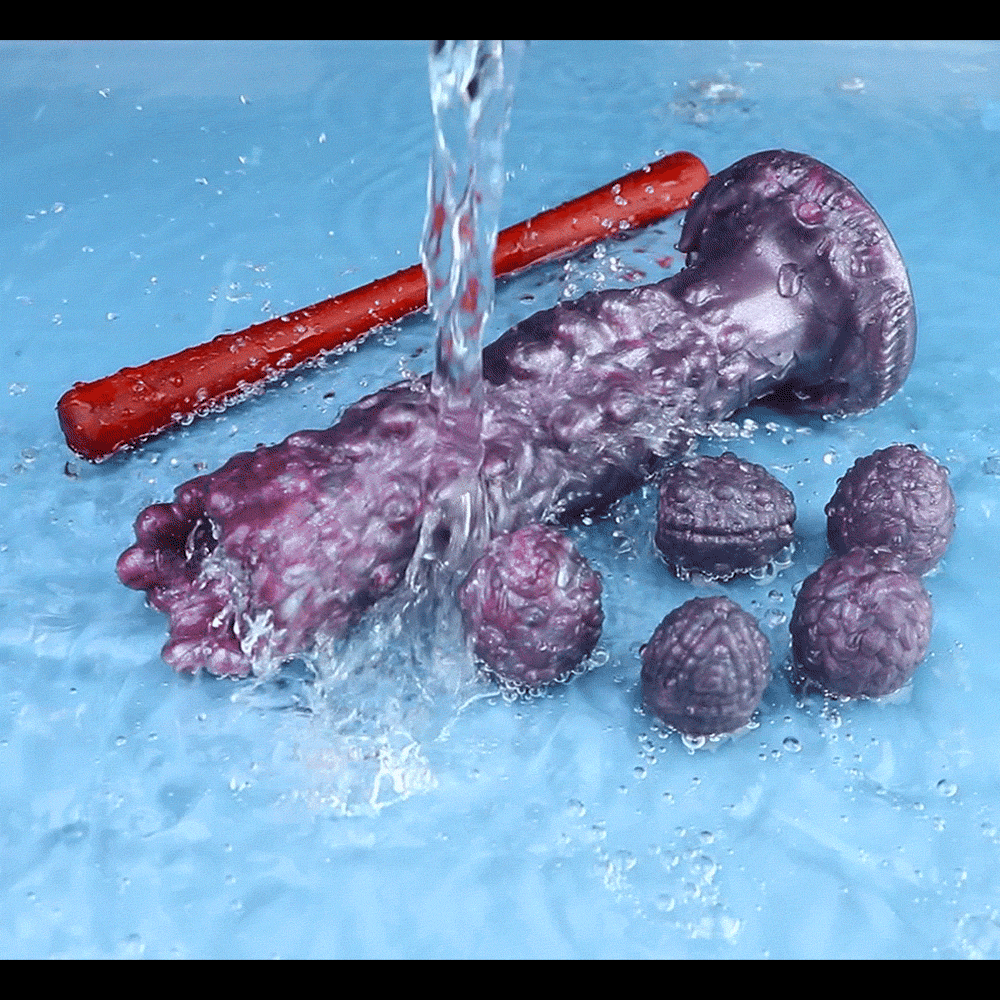 Purple Fantasy Spiked Ovipositor Dildo – Platinum Silicone Monster Expansion Sex Toy for Women