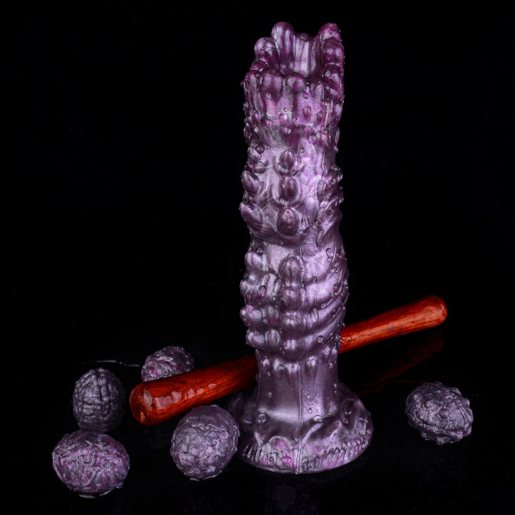 Purple Fantasy Spiked Ovipositor Dildo – Platinum Silicone Monster Expansion Sex Toy for Women