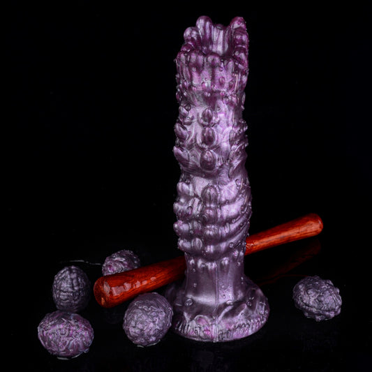 Purple Fantasy Spiked Ovipositor Dildo – Platinum Silicone Monster Expansion Sex Toy for Women