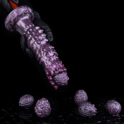 Purple Fantasy Spiked Ovipositor Dildo – Platinum Silicone Monster Expansion Sex Toy for Women