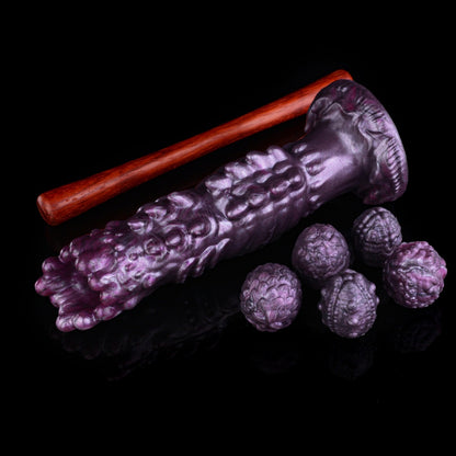 Purple Fantasy Spiked Ovipositor Dildo – Platinum Silicone Monster Expansion Sex Toy for Women
