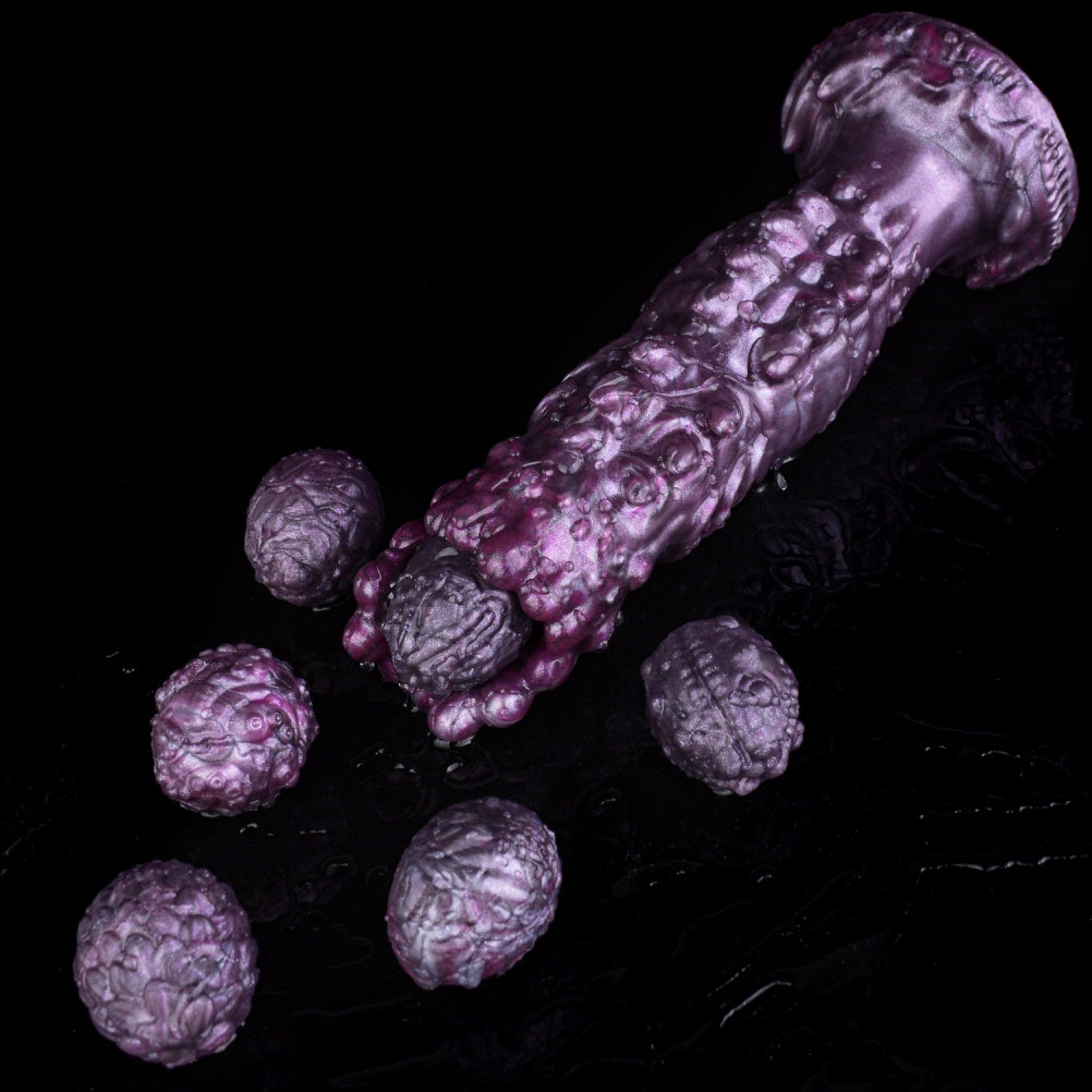 Purple Fantasy Spiked Ovipositor Dildo – Platinum Silicone Monster Expansion Sex Toy for Women