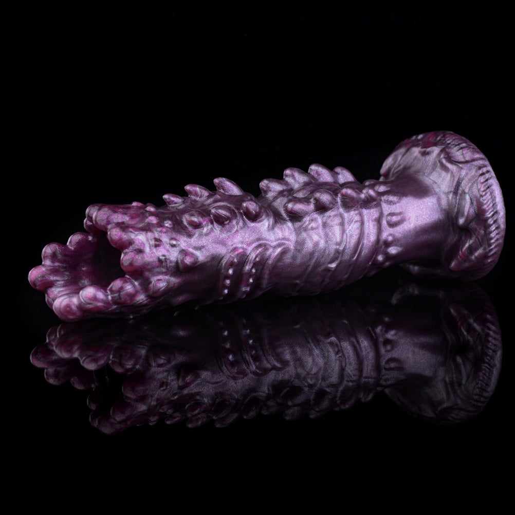 Purple Fantasy Spiked Ovipositor Dildo – Platinum Silicone Monster Expansion Sex Toy for Women